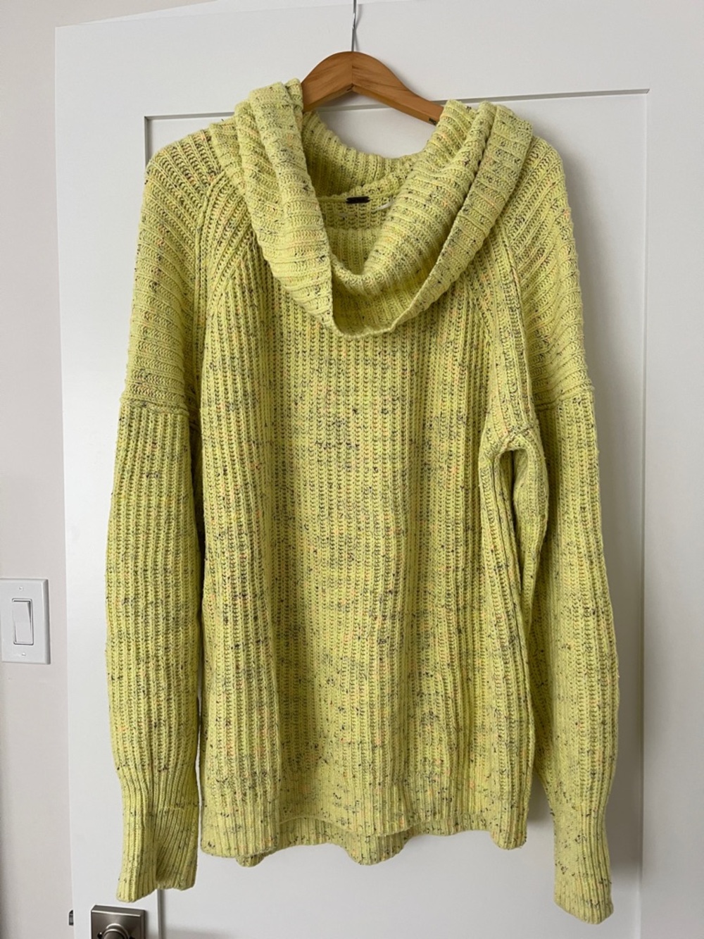 Free People Cozy Cowl Neck Oversized Sweater in neon Yellow
